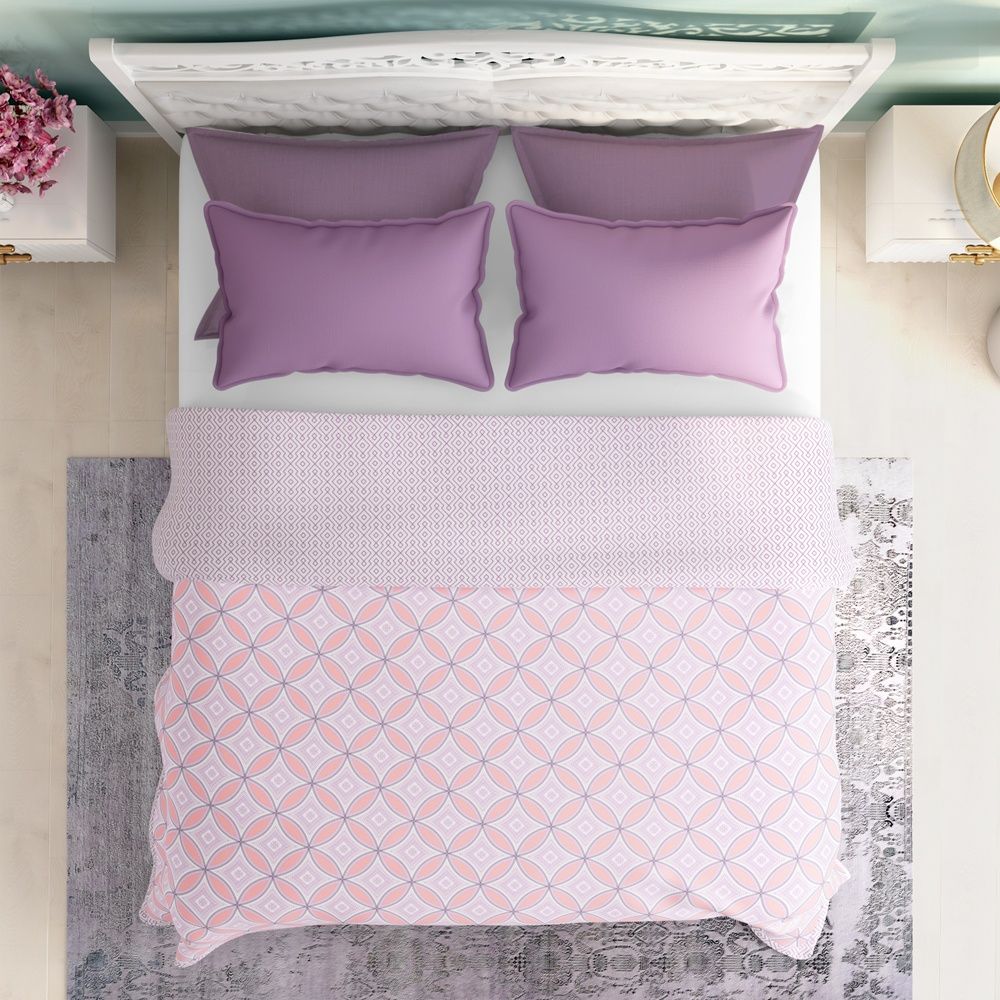 All Season Dohar | Double(90x82 Inch) | 110 GSM | 100% Cotton | Reversible Design | AC Blanket | Mika Lilac